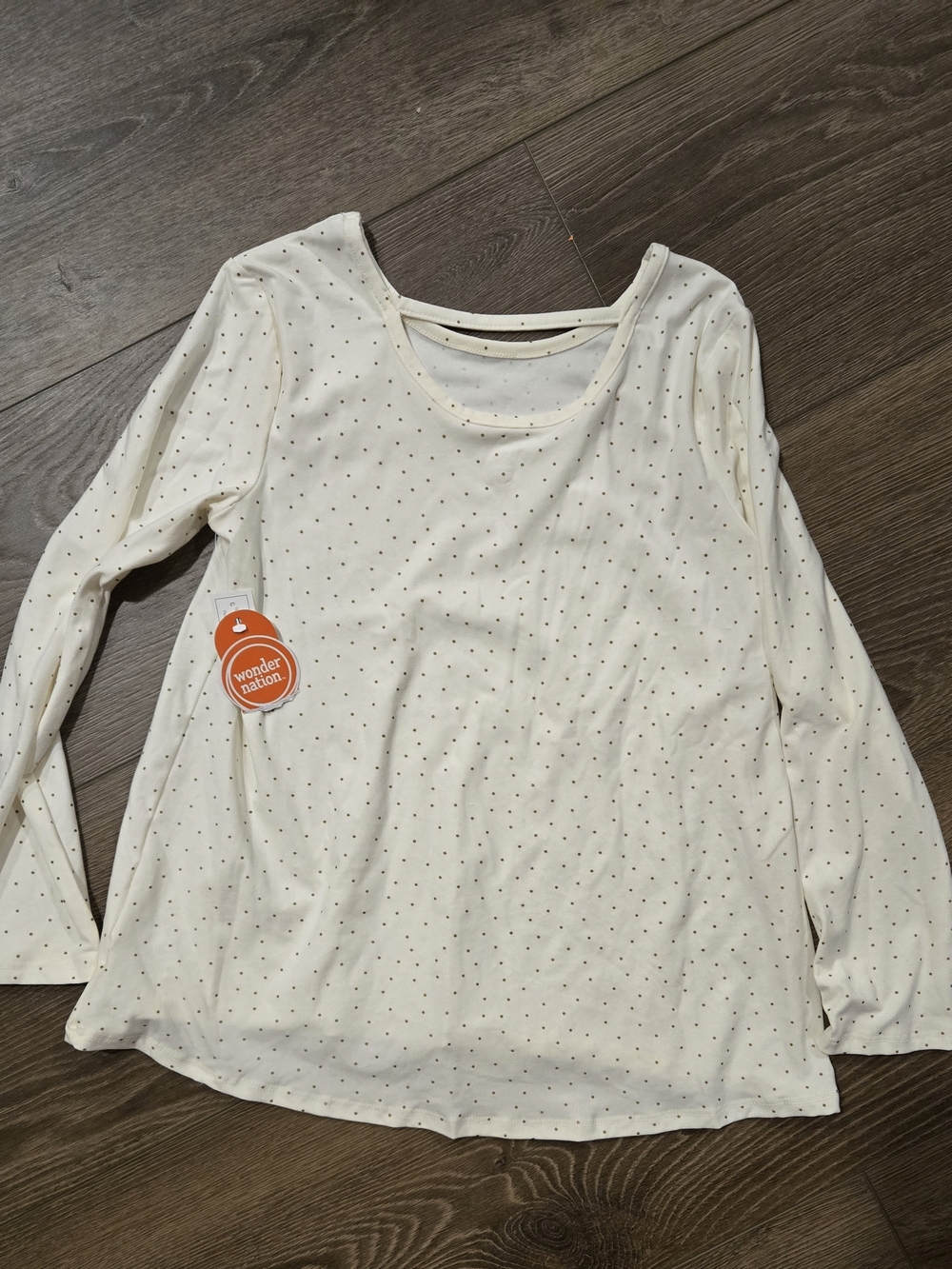 wonder nation Cream Long Sleeve Tee with Tiny Dot Print